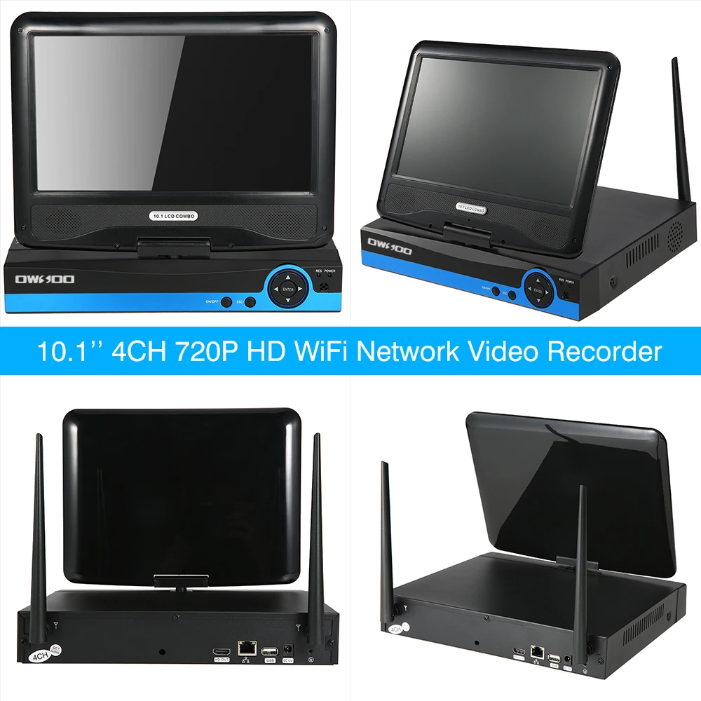 10," lcd 4CH HD 720 P WiFi NVR комплект с 4 шт. 1.0MP Водонепроницаемая беспроводная ip-камера ночного видения CCTV система видеонаблюдения