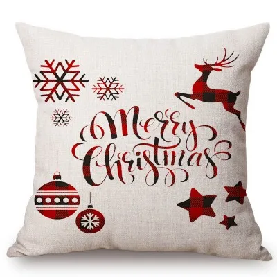 New Scottish Plaids Tartans Christmas Pattern Deer Head Snow flake Snowman Xmas Decoration Pillow Case Linen Red Cushion Cover - Цвет: T301-2