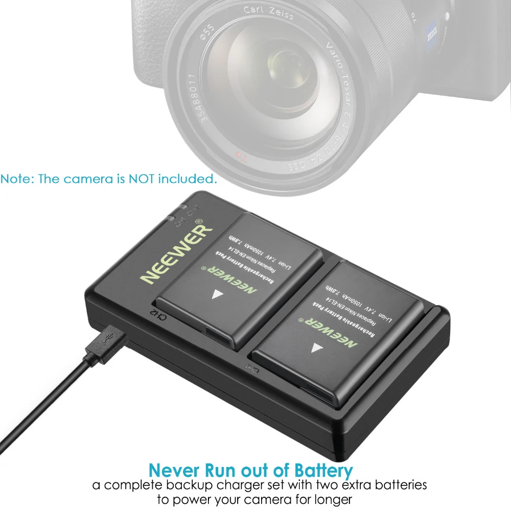 Neewer Enel14 Enel14a Battery Charger And 2pack Rechargeable Liion