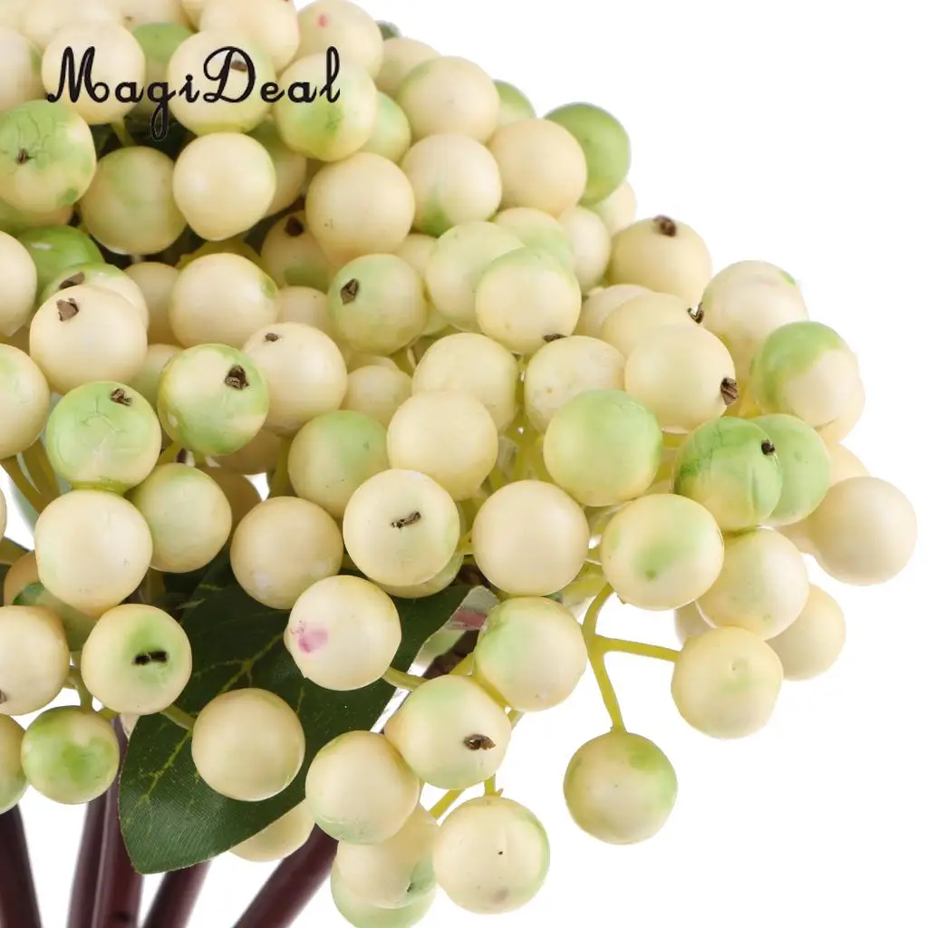 2pcs Artificial Blueberry Berries Fruits with Green Leaf Countertop Fake Flower Vase Potted Home DIY Centerpiece