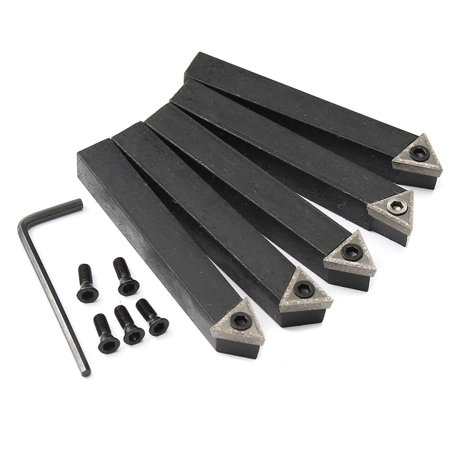5Pcs 12mm(1/2″) For CNC Machine Style “A” “B” “E” Indexable Carbide Tipped Lathe Cutter Tool Set Smoothly for Metal Lathe Use