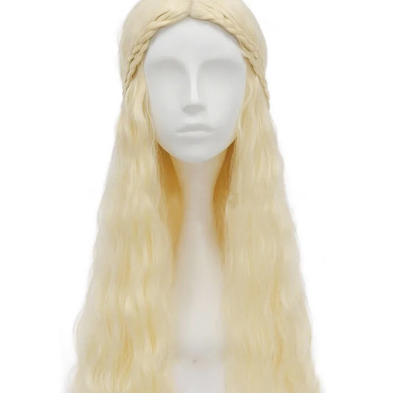 Парик для косплея «Игра престолов», 8 сезон, длинные золотистые волосы Дейенерис Таргариен, волнистые волосы для матери дракона, блонд, костюм для вечеринки на Хэллоуин