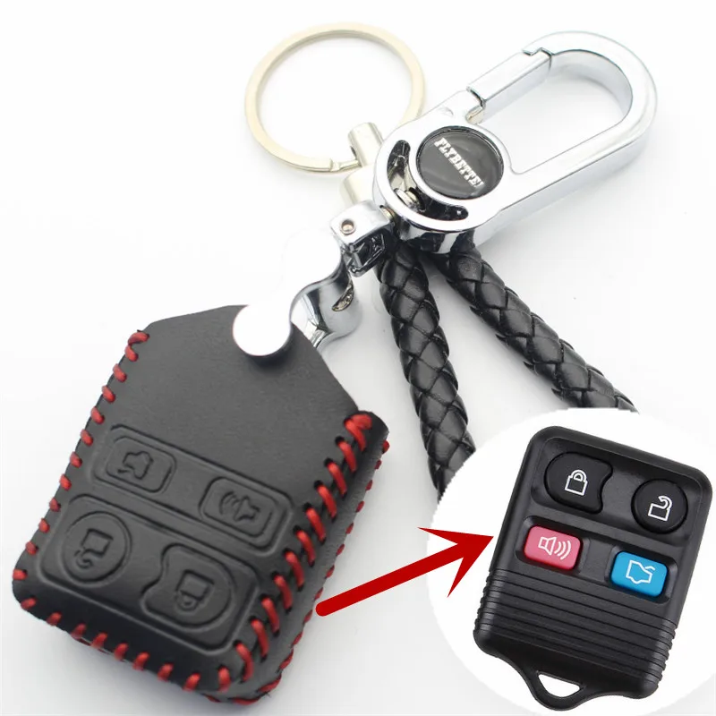 FLYBETTER натуральная кожа 4 кнопки дистанционного ключа чехол для Ford Crown/Victoria/Escape/экспедиция/Explorer стайлинга автомобилей(B) L11