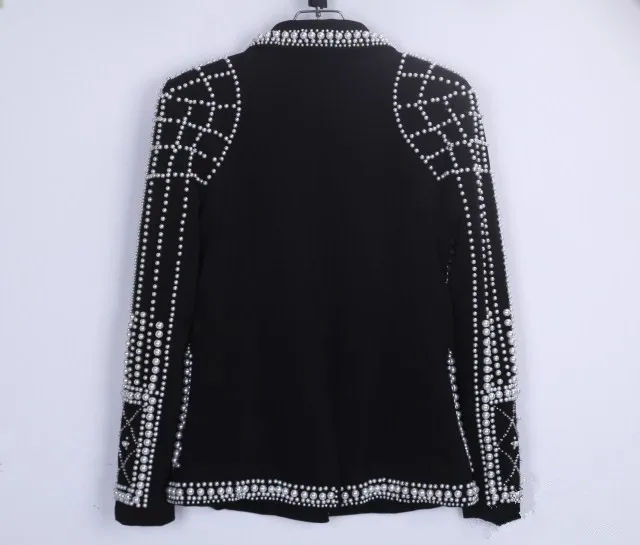 High quality luxury embroidered pearls jackets Fashion women slim fit short coat S219