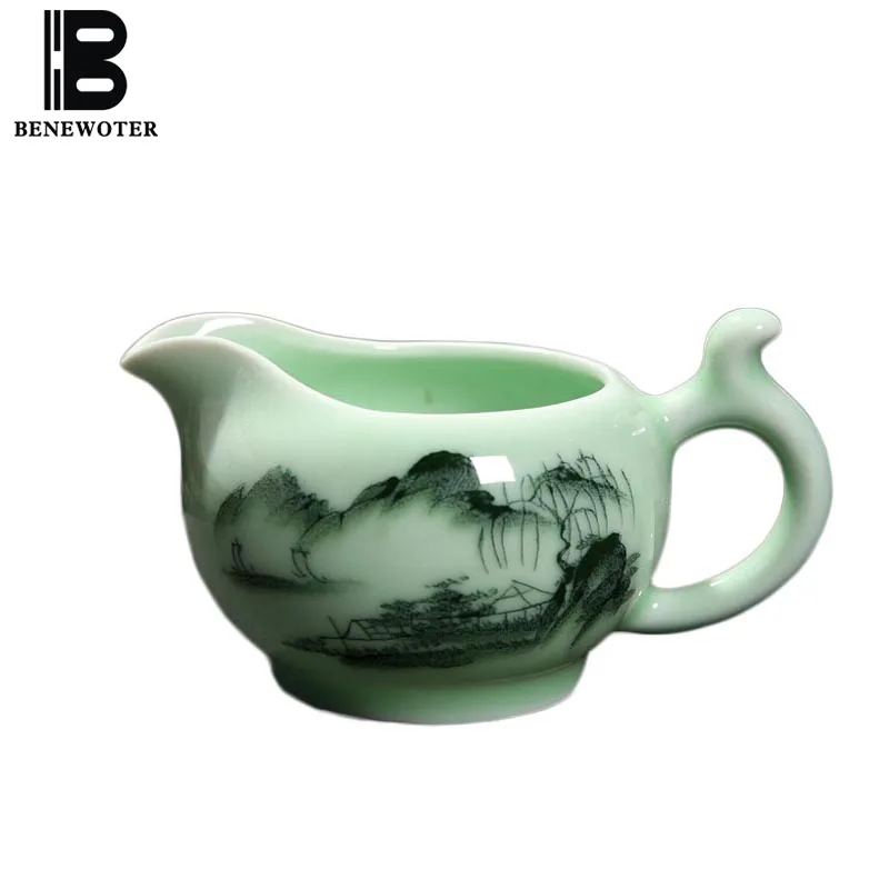 160cc винтажный Longquan Celadon тиснение рыбы ярмарка чашка отель чайный набор кунг фу