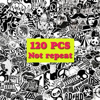 

120-240pcs blcak&white car-covers stickers waterproof home decor laptop motorcycle bike travel case jdm decal Car accessories