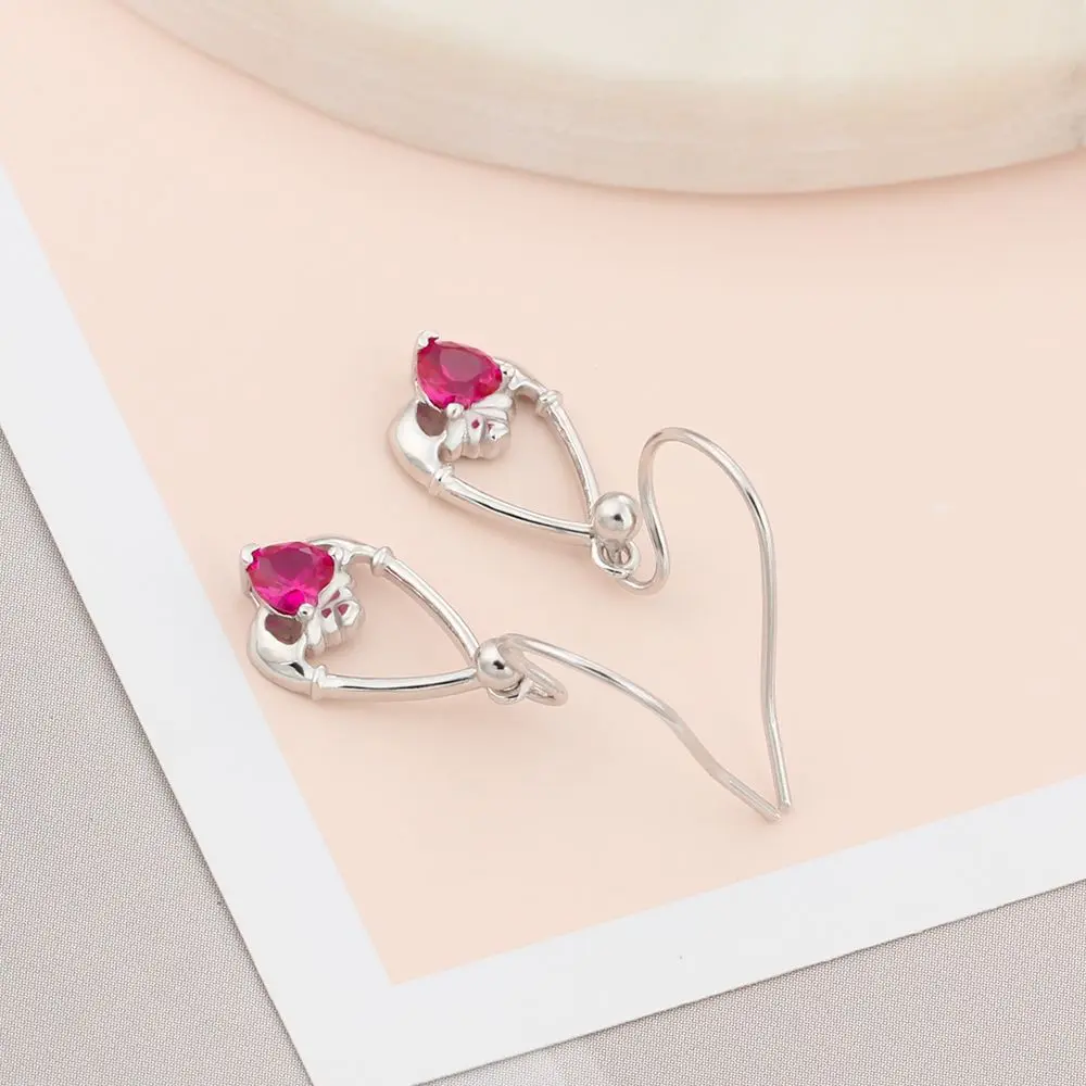 925 пробы Щепка серьги Claddagh Персонализированные Камень падение серьги ирландский дружба подарок ювелирных изделий(JewelOra EA102004