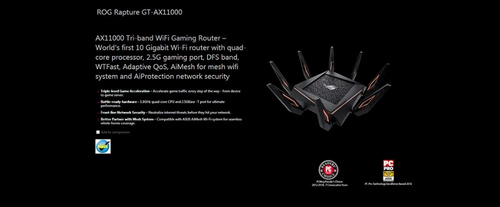 ROG GT-AX11000 трехдиапазонный WiFi игровой роутер первый в мире 10 гигабитный Wi-Fi роутер с четырехъядерным процессором, игровой порт 2,5G