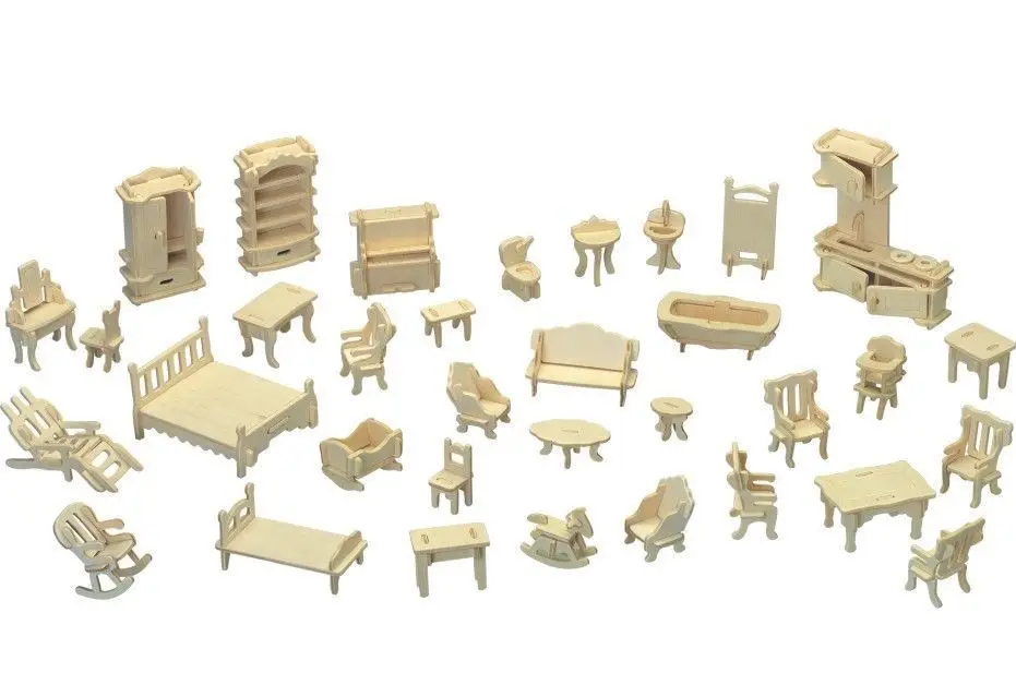 34X кукольный домик мебель для кукол, мини 3D деревянные головоломки DIY игрушечная Сборная модель