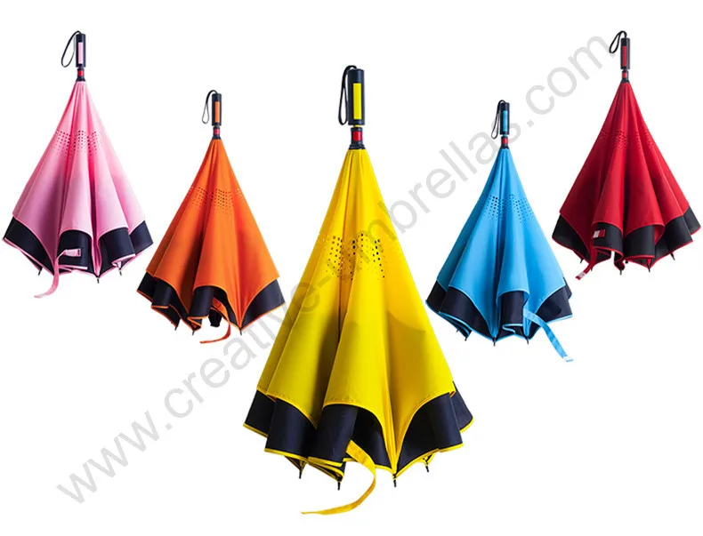 

2pcs/lot 107cm auto open self-defense Windproof Reverse hands-free car umbrella enlarge Double Layer Inverted standing parasol