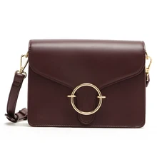 MICOCAH Metal Ring Crossbody Black Bag Women PU Leather Women Messenger Bags Deep Red/ Black MSD191 metal ring pu leather tote bag