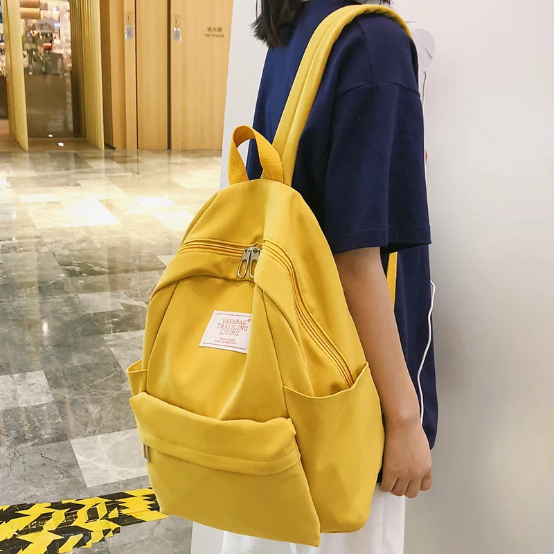 

Cute student backpack women school bags for teenage girls ladies kawaii nylon backpack yellow fashion luxury female bag book new