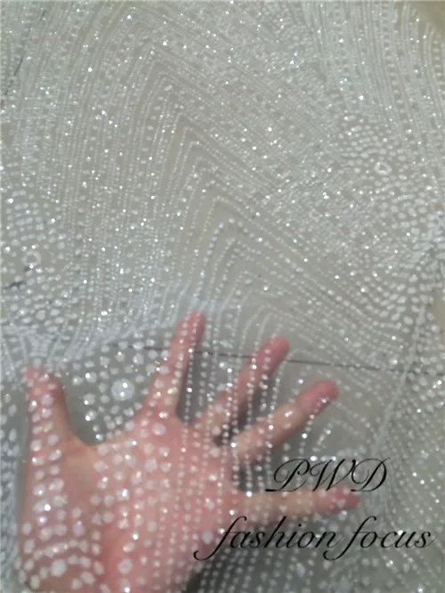 Блестящая Алмазная блестящая сетчатая ткань свадебное платье кристальная белая клееная блестящая трендовая сверкающая Ткань для шитья своими руками