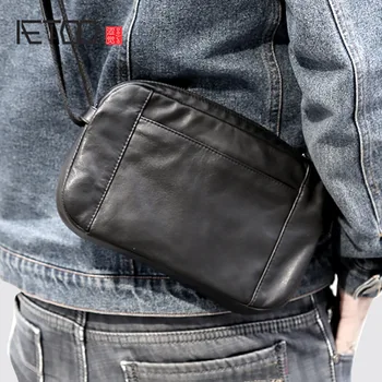 

AETOO Men's handmade leather leather bags single shoulder oblique cross hand carrying Baotou layer cowhide casual leather bag