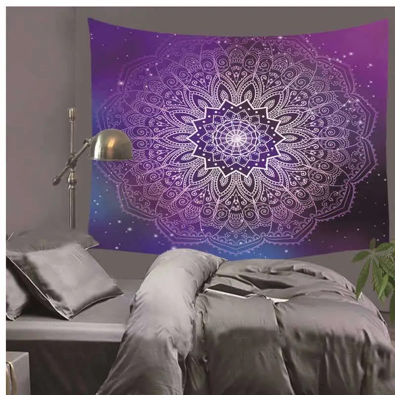 

Cilected Indian Mandala Tapestry Hanging Wall Tapestry Psychedelic Purple/Lake Green Tapestries Hippie Living Room Decoration