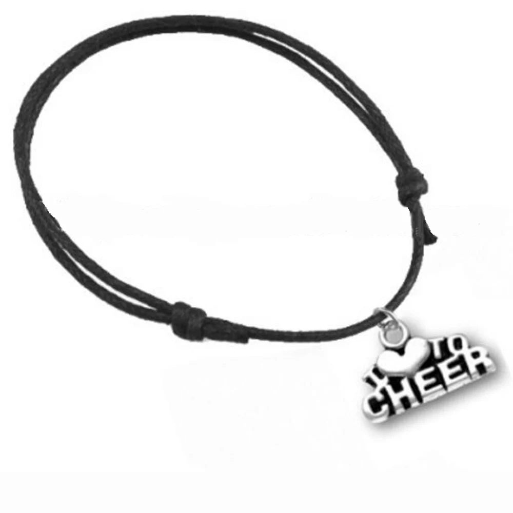 Браслеты из вощеного шнура с надписью i love to cheer charms | Украшения и аксессуары
