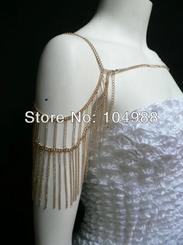 

FASHION WOMEN SINGLE GOLD OR SILVER COLOUR BODY CHAINS SHOULDER CHAIN JEWELRY