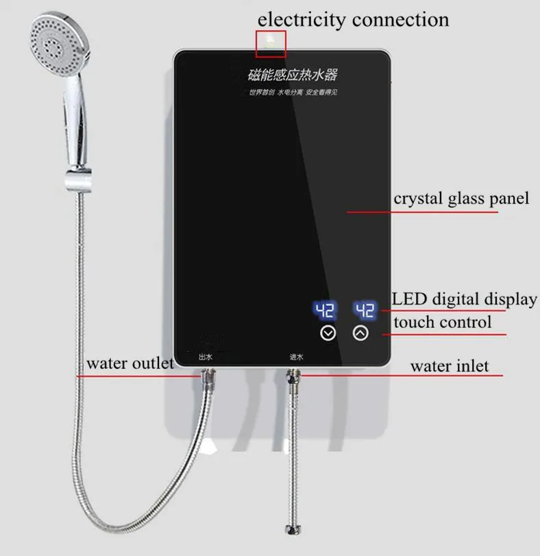 6000 Вт мгновенный Электрический индукционный нагреватель горячей воды 220 В Электрический безрезервуарный индукционный нагреватель душ с бесконечным нагревом горячей воды