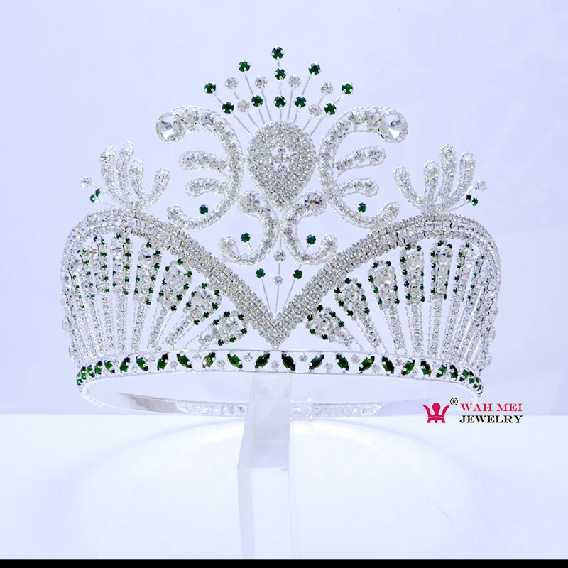 Miss beauty Pageant Crown, Высококачественная тиара, зеленые австралийские стразы, ручная работа, регулируемая повязка на голову Mo250