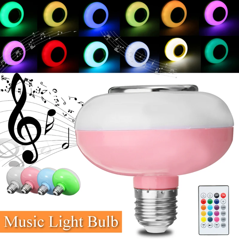 

Smuxi E27 Smart RGB Wireless Bluetooth Speaker Bulb Music Playing Dimmable LED Bulb Light Lamp with 24 Keys Remote Control