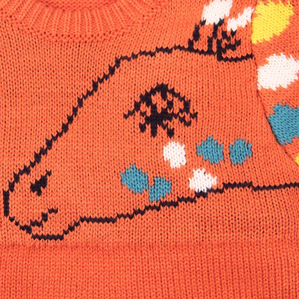Детский свитер; сезон весна; повседневная трикотажная одежда с длинными рукавами для новорожденных; Осенняя верхняя одежда; пуловеры для маленьких детей; топы с рисунком оранжевого цвета