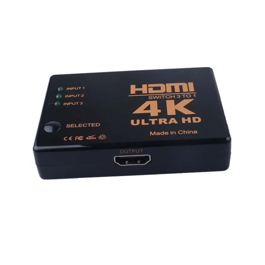 Коммутатор Elistooop 4K Mini 3 порта HDMI сплиттер * 2K 3D переключатель в 1 концентратор
