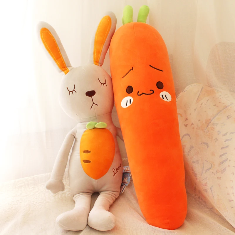 

candice guo! Super cute plush toy bunny rabbit funny expreessioin carrot soft stuffed doll sleeping cushion birthday gift 1pc