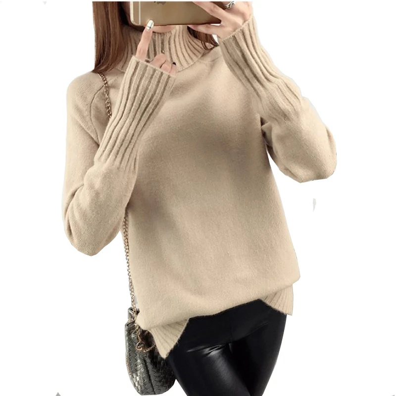 

FANMUER Winter Autumn Turtleneck Pullovers Sweaters Primer shirt long sleeve Korean Slim-fit tight turtleneck women sweater