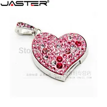 JASTER Алмазная любовь сердце USB флеш-накопитель кристалл мода влюбленных подарок флешки 64 ГБ/16 ГБ/32 Гб карта памяти Водонепроницаемый ожерелье
