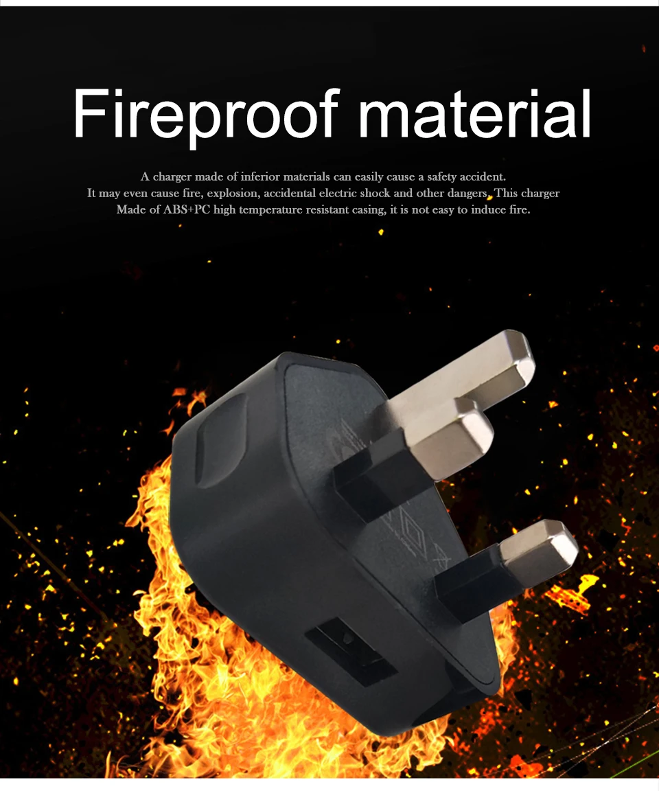 5V1A USB Charging CE Certified Mobile Phone Adapter UK Conversion Plug Travel in United Kingdom Ireland Singapore Maldives (5)
