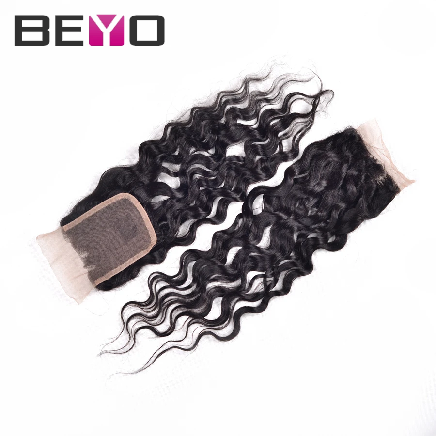 alt7A natural wave lace closure brazilian curly virgin hair brazilian  closure wet and wavy virgin brazilian hair soft human hair