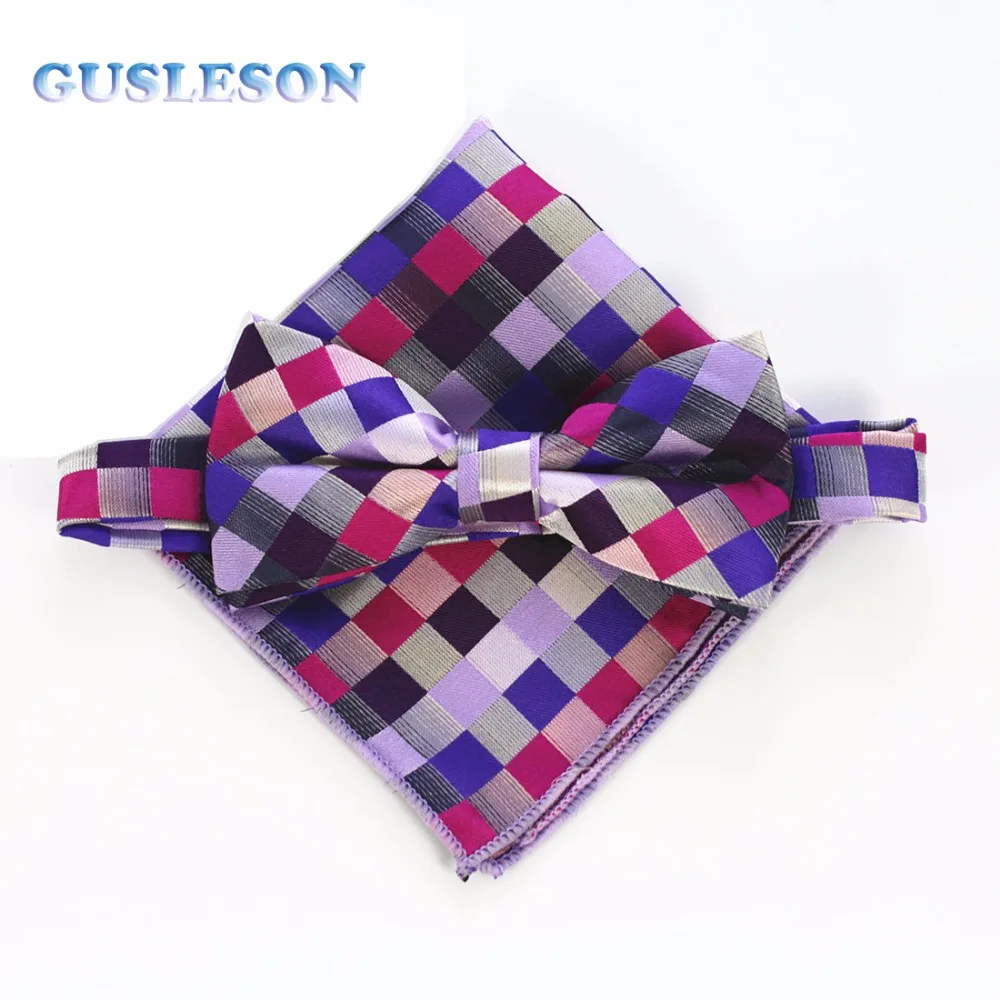 

GUSLESON модный мужской галстук-бабочка и Hanky набор мужской галстук-бабочка носовой платок набор для свадьбы винтажный клетчатый Карманный квадратный галстук