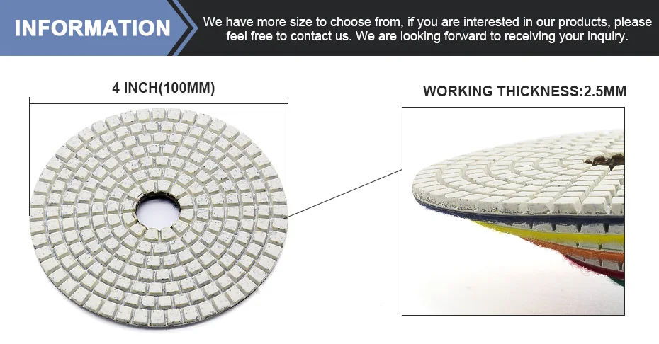 7 шт./лот 100 мм мраморные полировальные подложки сухой или влажной применение для Полирующий гранит, мрамор инженерных камень и бетон