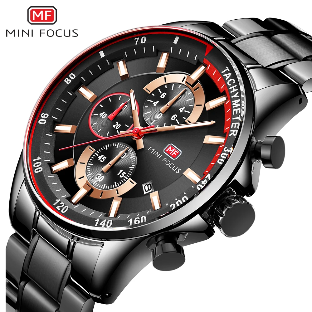 

MINI FOCUS Fashion Business Quartz Watch Men Stainless Steel Strap Chronograph Date Multifunction Top Brand Luxury Wristwatches