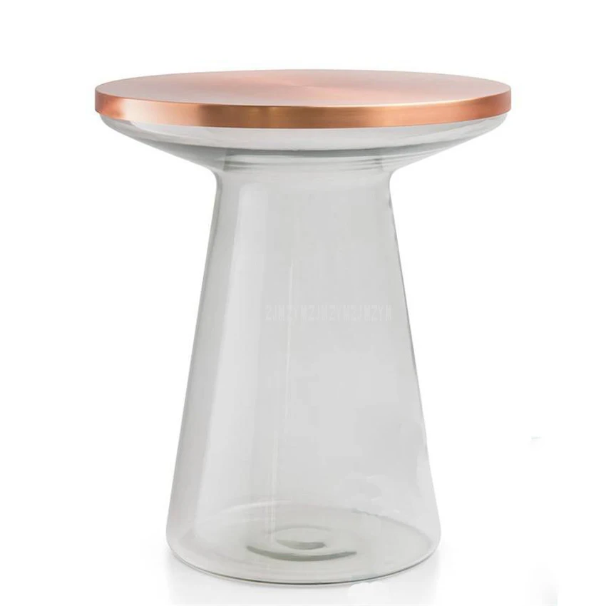 Скандинавский Круглый Чайный журнальный столик, металлический Топ, стеклянная трубка, ножка, современный минималистский дом, спальня