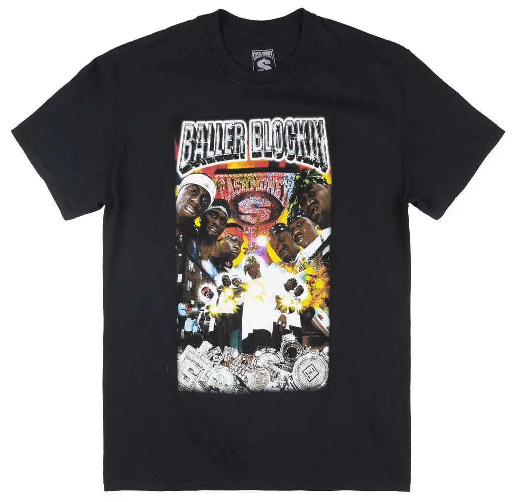 

CASH MONEY MILLIONAIRES BALLER BLOCKIN T-SHIRT TRAP MUSIC RAP TEE MENS BLACK