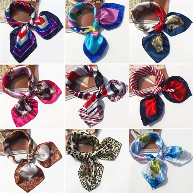  Fashion Women Square Head Scarf Wraps Ladies Printed Kerchief Neck women's scarves handkerchief hijab scarf 40FE2507