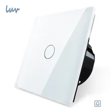 EU Standard,VL-C701B-11, Door Bell Switch, Crystal Glass Switch Panel, 220~250V Touch Screen Door Bell Switch – Ivory/Black