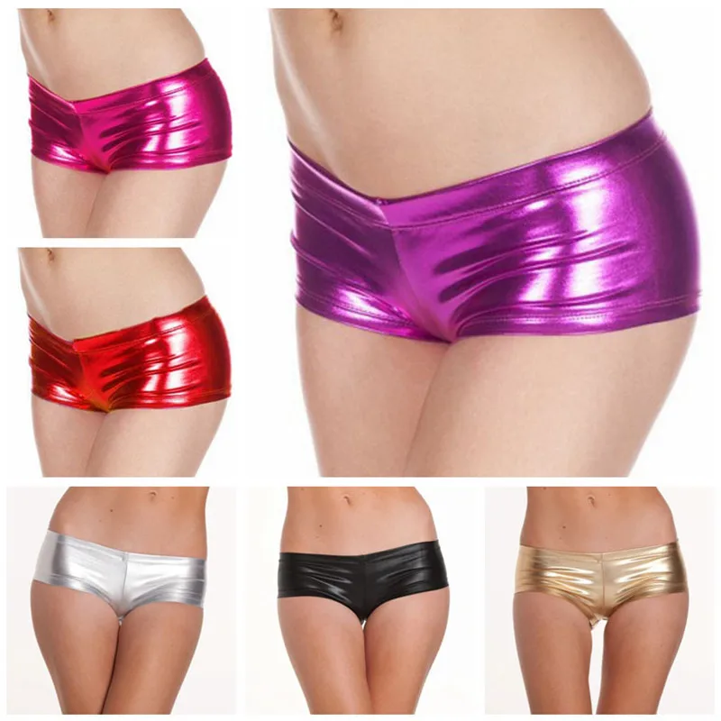 

Women Exotic Panties PU Boyshort Sexy intimates women short Large elasticity at the waist