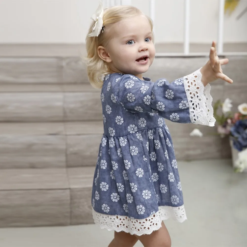 

kids dresses for girls summer Cotton lace girl dress Floral Print Princess Dress Cusaul Clothes F330