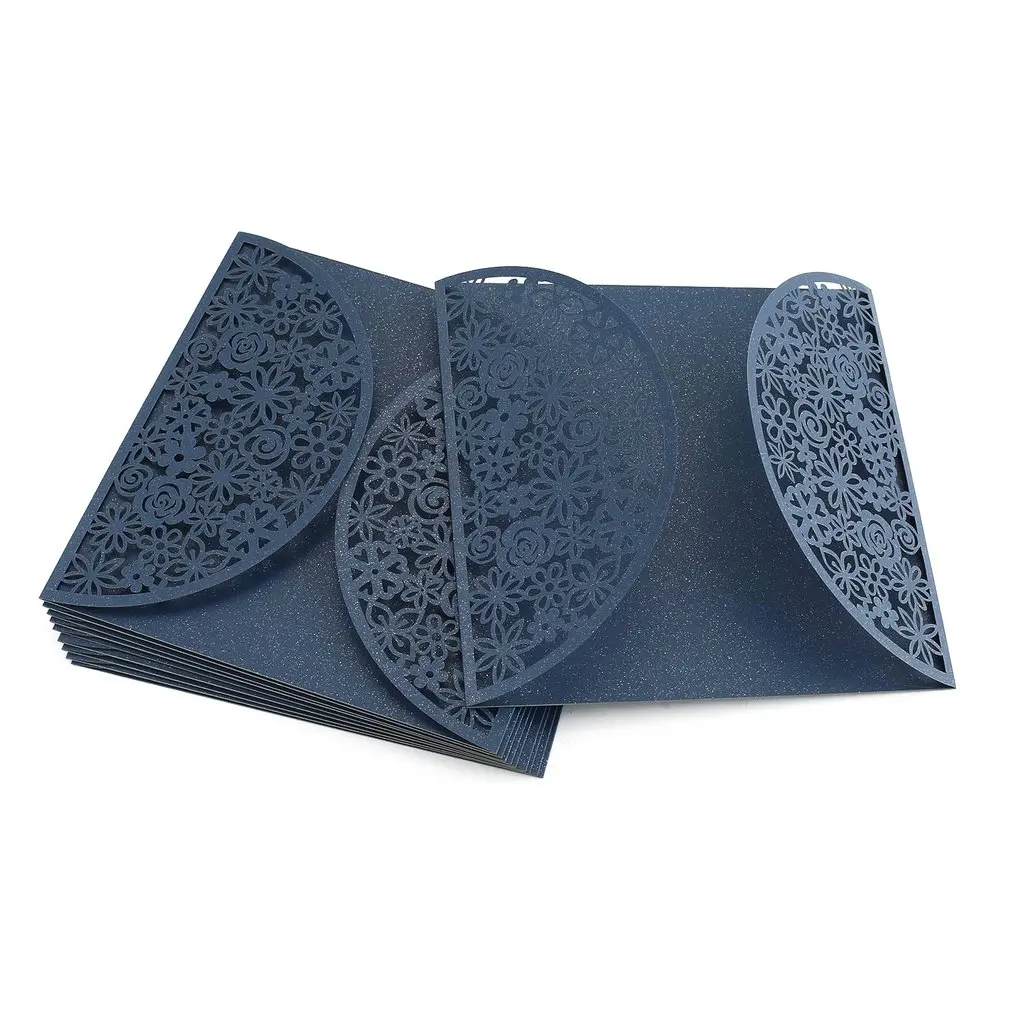  Foldable Invitation Card Cover Exquisite Hollow Out Bride Groom Printing Cover for Wedding Party Us - 33018423875