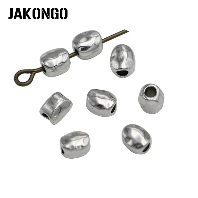 

JAKONGO Irregular Spacer Beads Antique Silver Plated Loose Beads for Jewelry Making Bracelet DIY Handmade Craft 50pcs