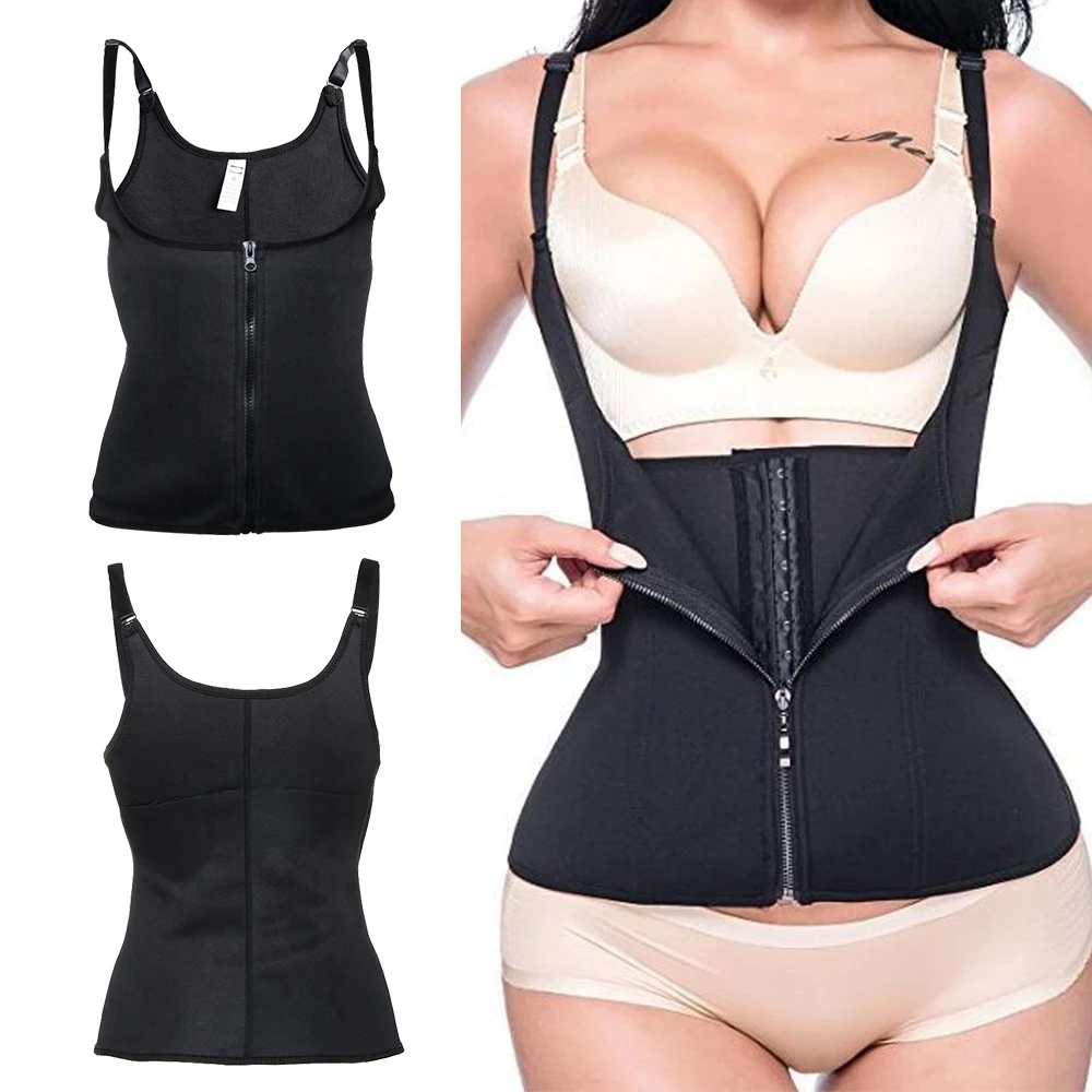 

1PC Adjustable Shoulder Strap Waist Trainer Vest Corset Women Zipper Hook Body Waist Cincher Tummy Control Slimming Shapewear