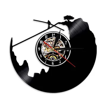 

1Piece Tightrope Vinyl Record Wall Clock Extreme Sport Theme LED Black Light 12" Timepiece 3D Home Decorative Clock Wall Art