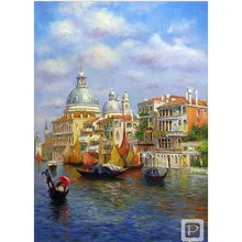 DIY Ручная роспись маслом водный замок цифровая картина маслом Цифры Картины маслом китайские Скручивающиеся Картины домашний декор