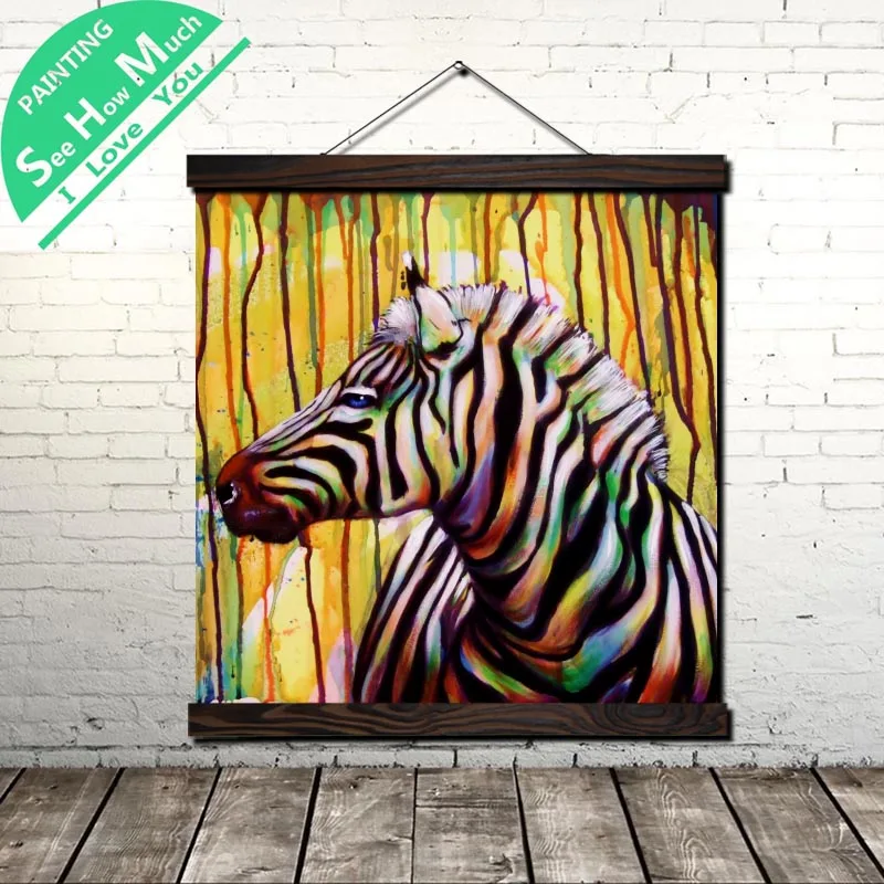 

Abstract Zebra Paint Scroll Painting Canvas Vintage Poster and Prints Wall Art Picture Living Room Bedroom Farmhouse Decoration