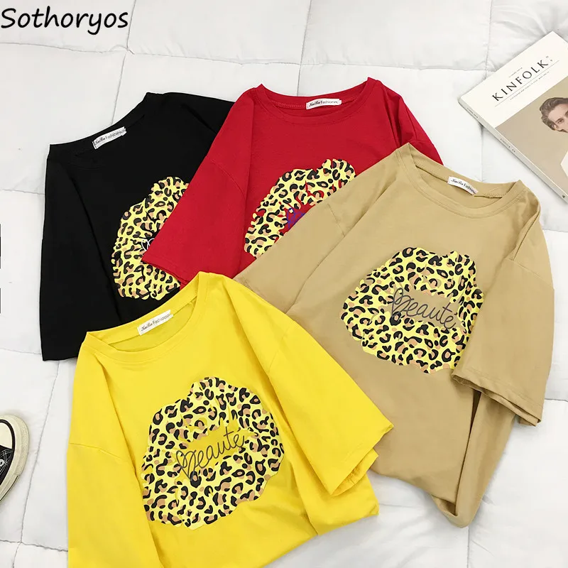 

T-shirts Women Korean Style Loose Printed Loose Summer Students Short Sleeve Womens Trendy Leisure Ladies High Quality Clothing