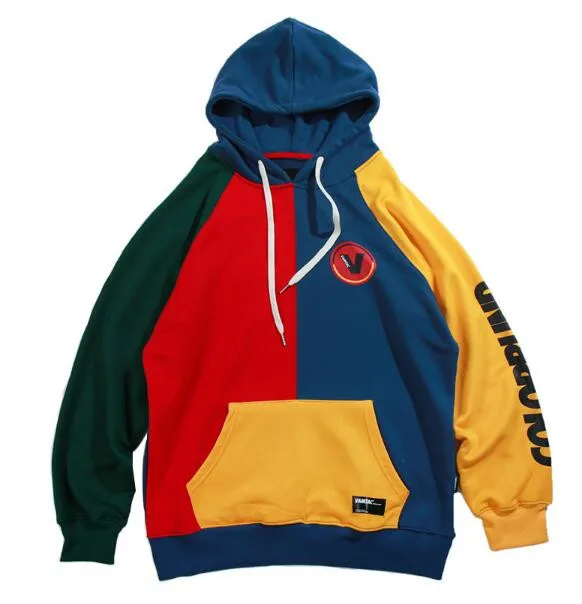 

Hip Hop Hoodie Sweatshirt Mens Color Block Patchwork Harajuku Hoodie Streetwear Casual HipHop Pullover Oversized Autumn 2018 New