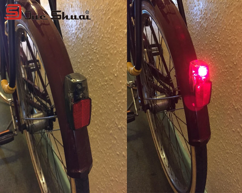 JS leds Battery Warning Bike Light Flashlight with Red Reflector