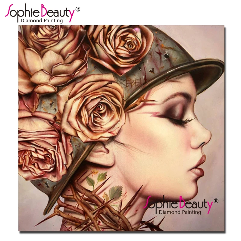 

Sophie Beauty Diamond Painting Cartoon Lady and Rose Cross Stitch Diamond Embroidery Pattern Diamond Mosaic Home Decor 19146